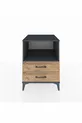 Table de chevet Kronos avec une étagère et 2 tiroirs Anthracite-Bois de pin