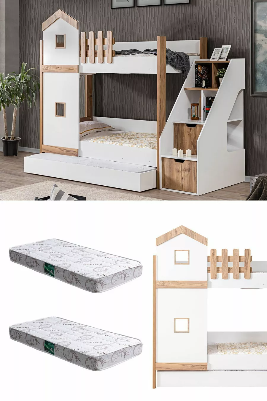 Etagenbett, Eiffel Etagenbett mit 2 Komfortmatratzen