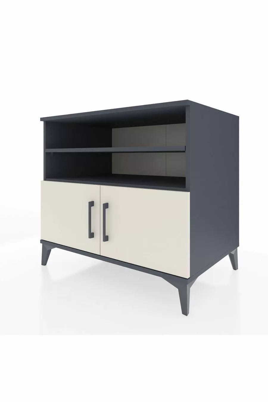 Commode Kronos 3 étagères 2 portes Anthracite-Pierre de lune