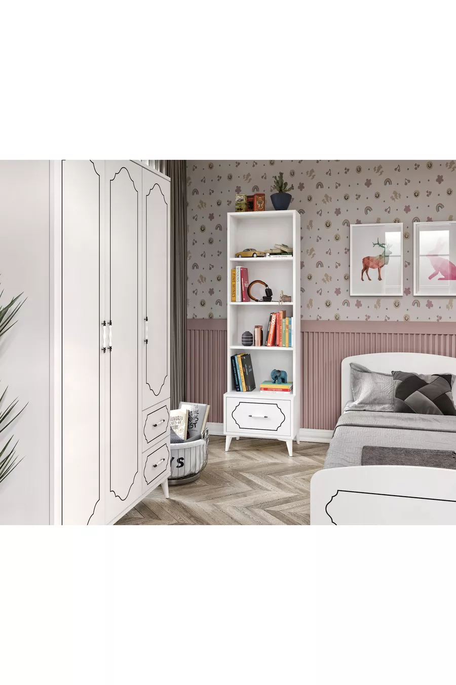 Hayal Modern Jugendzimmer Set Weiß - 4-teilig und komplett aus MDF der ersten Qualität
