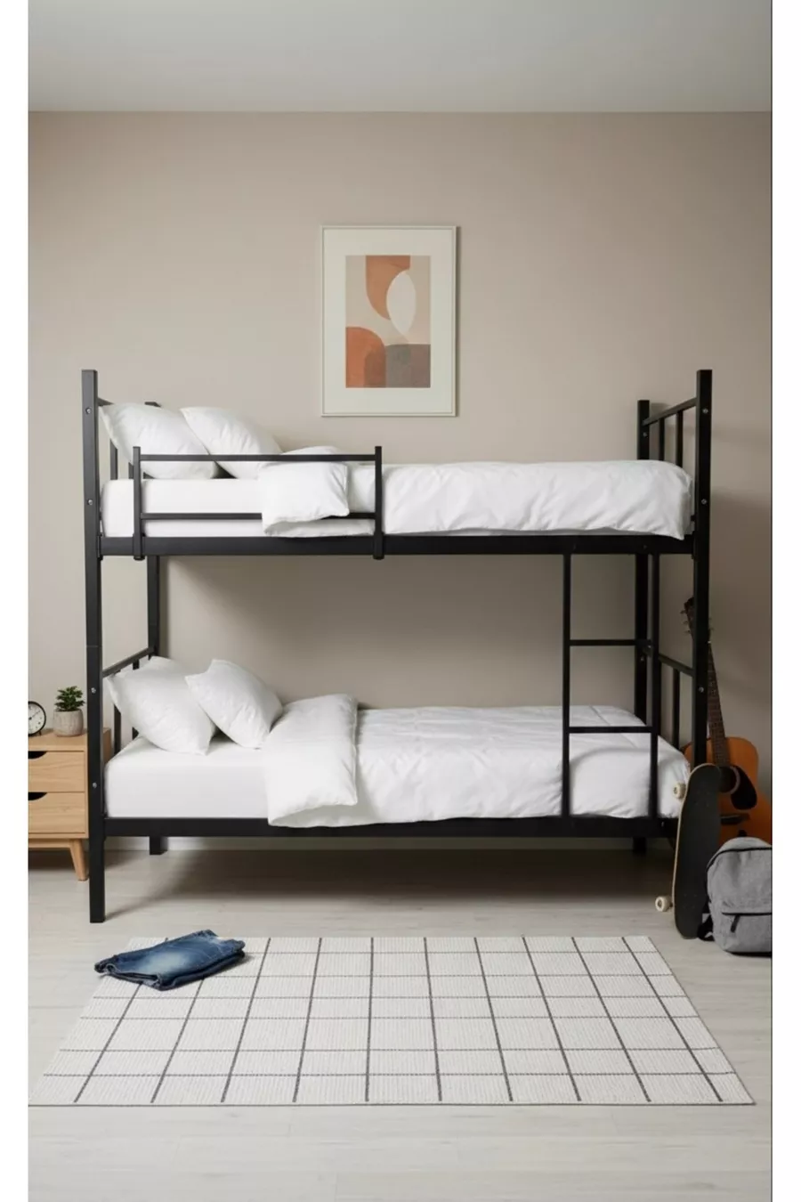 Modern Etagenbett, Sonnen-Etagenbett, Metall-Etagenbett, Abnehmbar, Cm Schwarzes Etagenbett