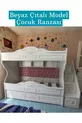 Lit superposé pour enfant en MDF (BLANC - MODÈLE À LATTES)