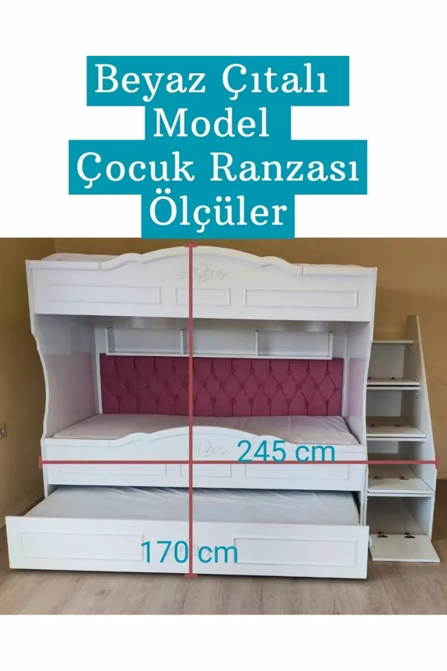 Lit superposé pour enfant en MDF (BLANC - MODÈLE À LATTES)
