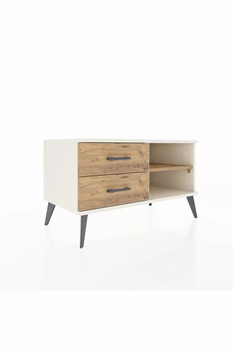 Commode Hyperion à une étagère et 2 tiroirs Pierre de lune-Pin