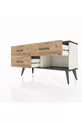 Commode Arges 3 tiroirs Pierre d'Agate-Anthracite/Pin