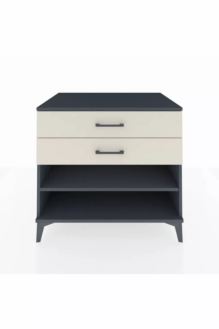 Commode Kronos avec une étagère et 2 tiroirs Anthracite-Pierre de Lune
