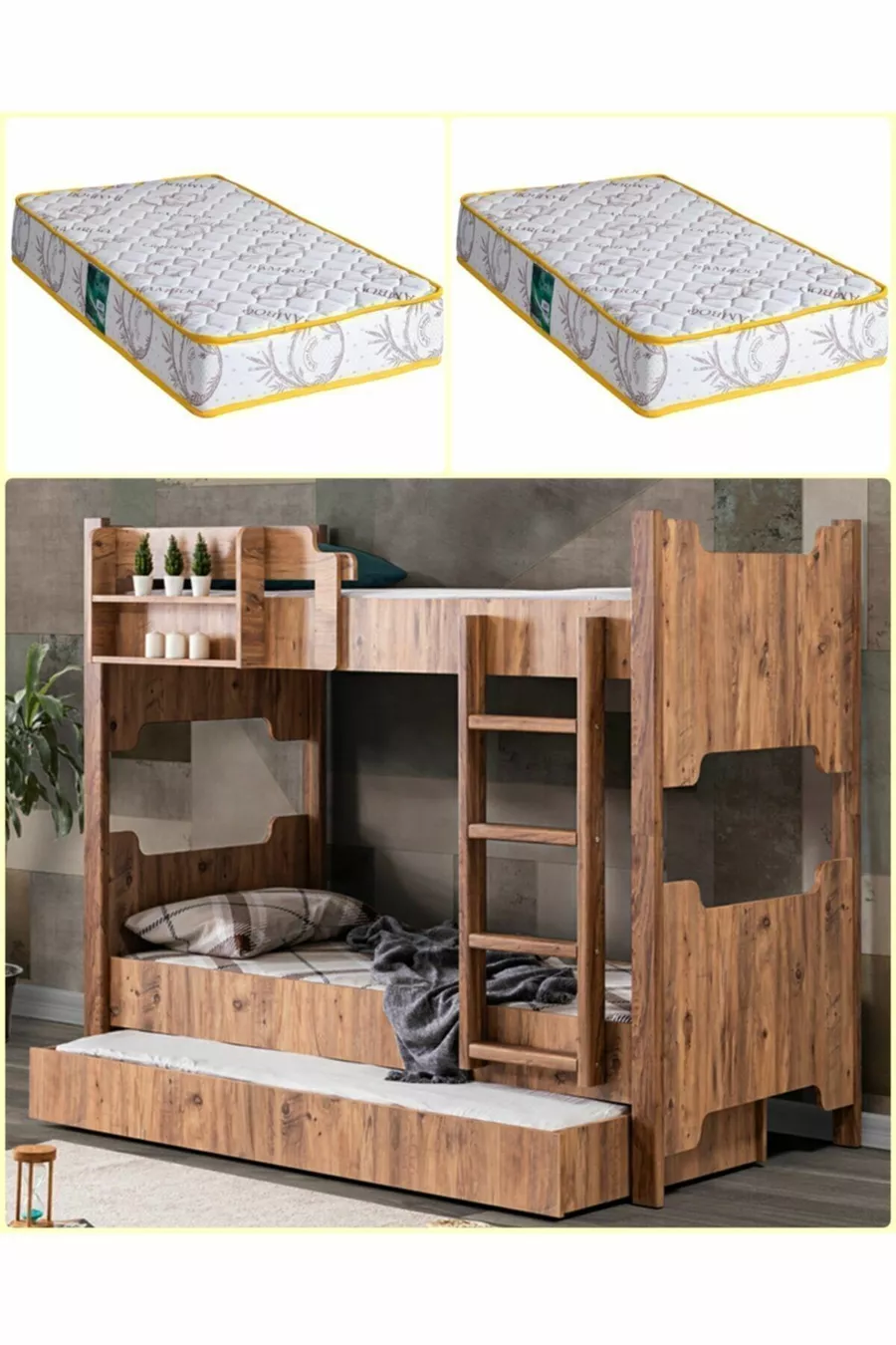 MDF Profiel Stapelbed, Avrasya Afneembaar Stapelbed met 2 Comfortbedden