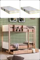 Bunk Bed, Asia Detachable Bunk Bed with Trundle, Walnut - White + 2 Comfort Mattresses