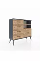 Commode Arges 2 étagères 5 tiroirs Anthracite-Pin