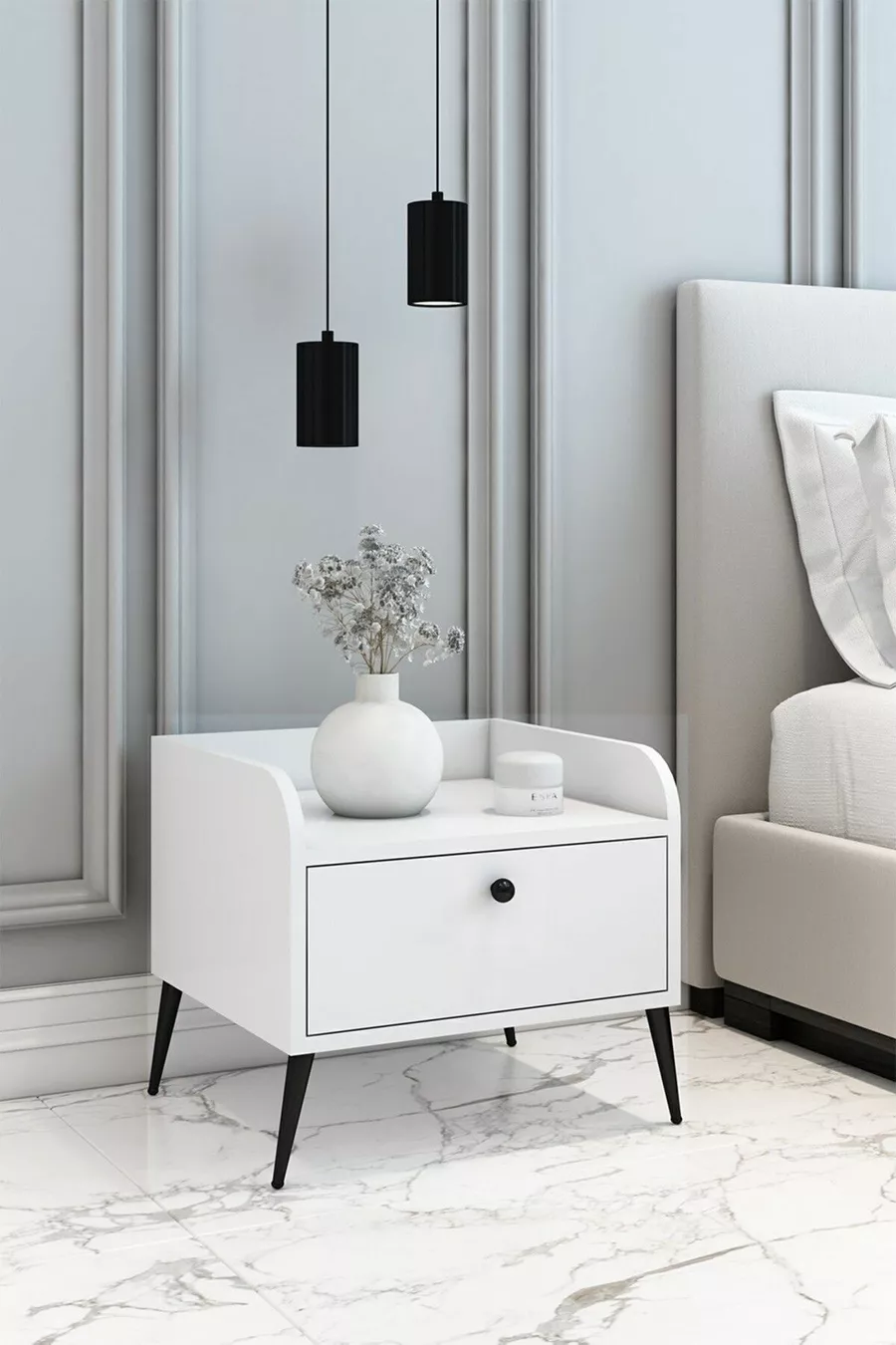 Table de chevet moderne blanche - % MDF