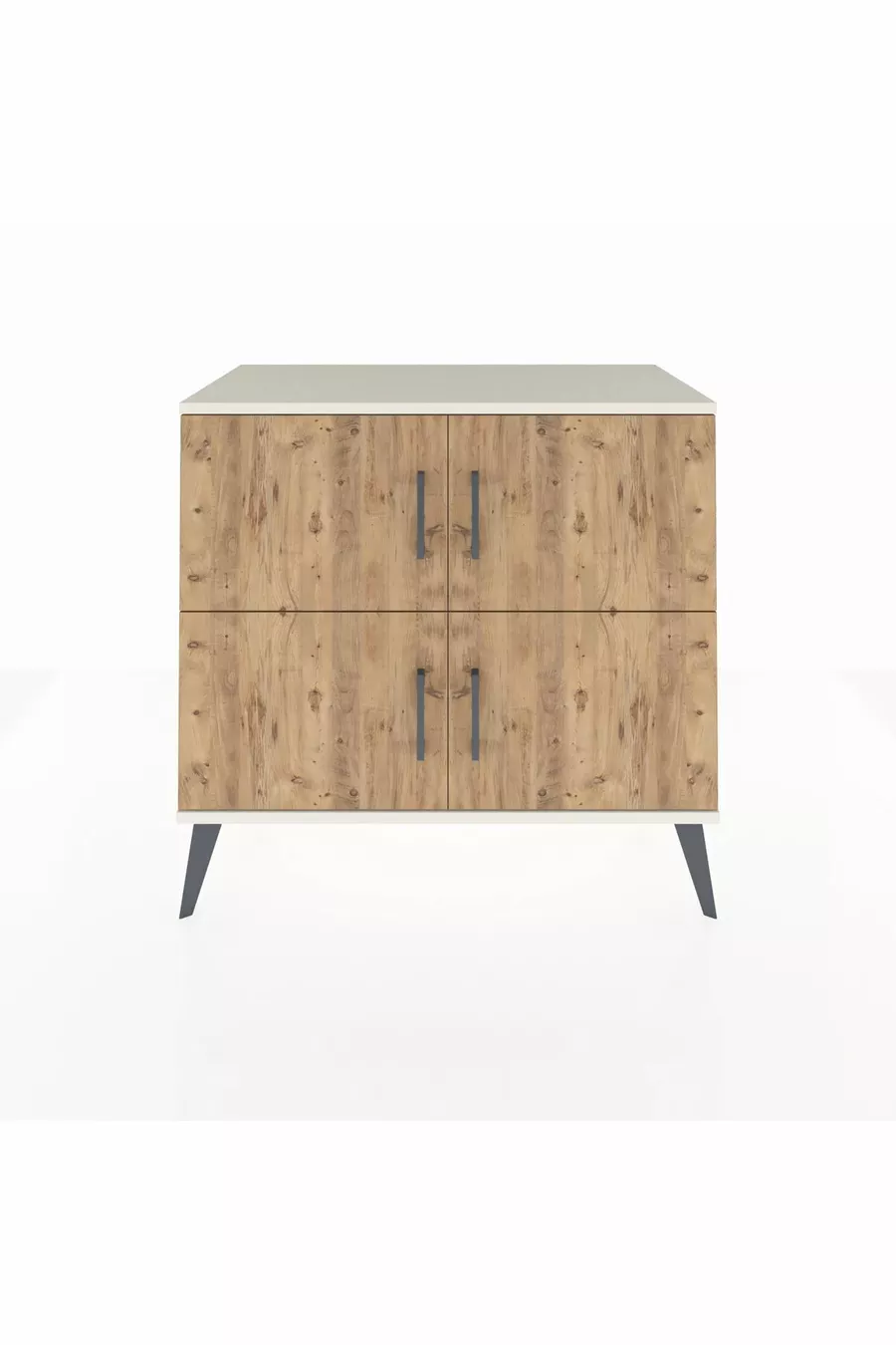Commode Hyperion 2 étagères 4 portes Pierre de lune-Pin/Pierre de lune