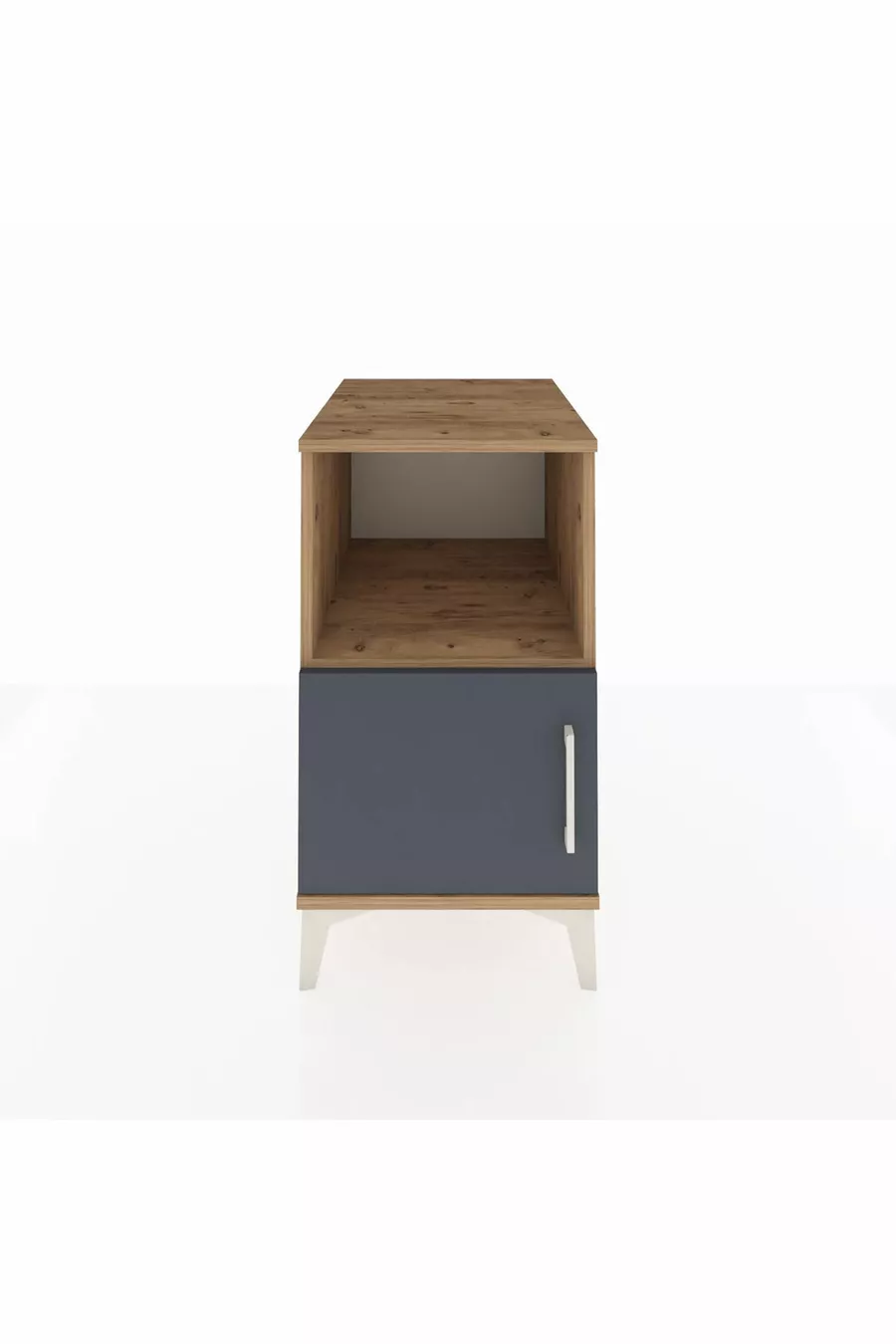 Table de chevet Kronos à 2 étagères avec 1 porte, pin-anthracite
