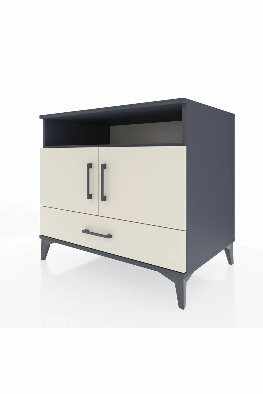Commode Kronos avec 3 étagères, 1 tiroir et 2 portes, Anthracite-Pierre de lune