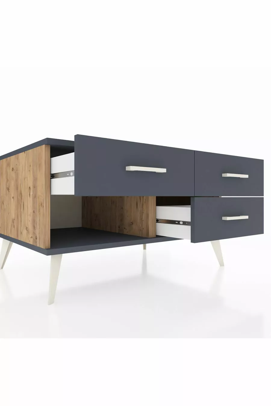 Kronos Kommode 3 Schubladen Kiefer-Anthrazit