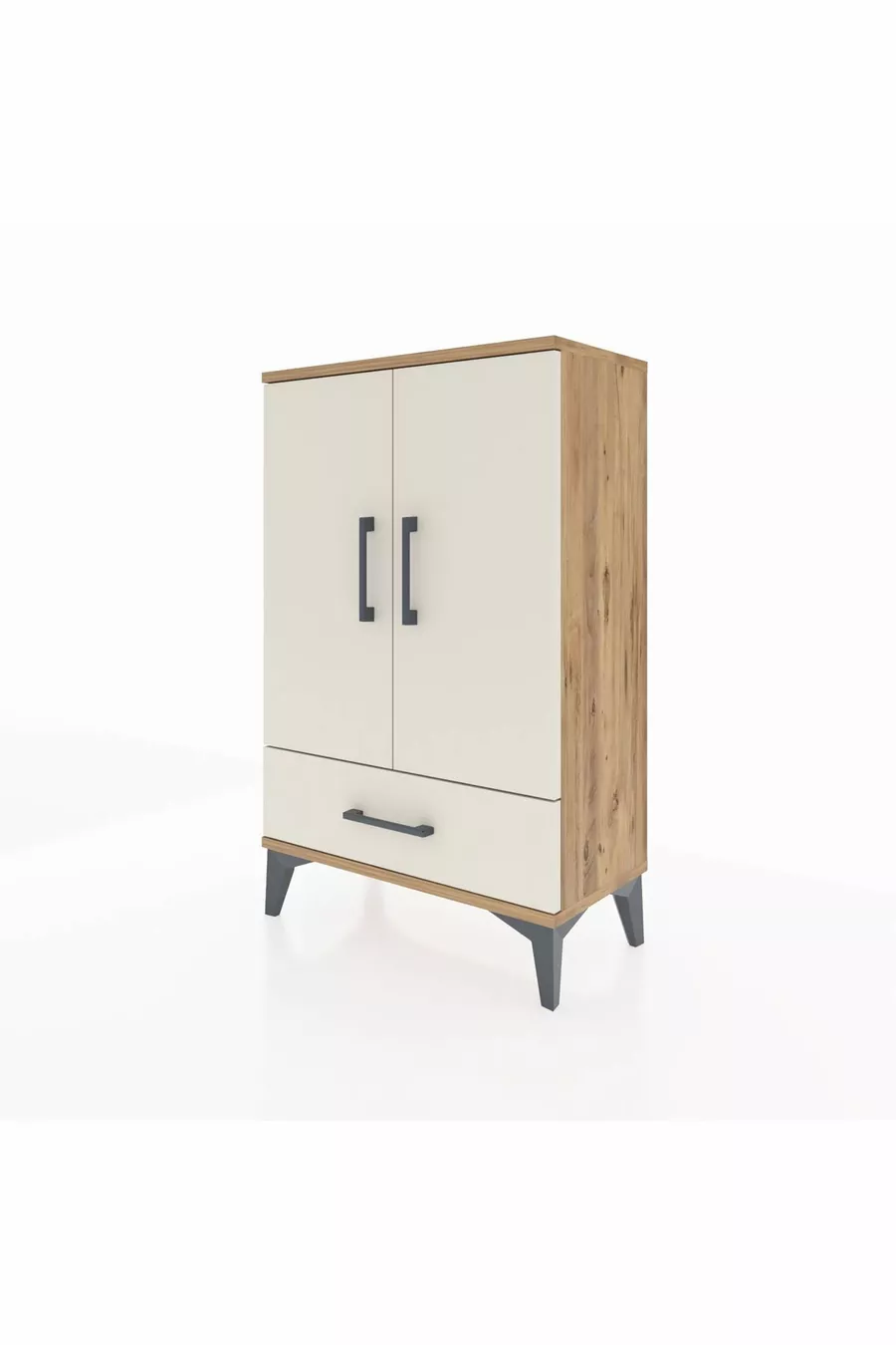Silva Commode : Pin-Aigle, 2 étagères, avec tiroirs et portes, design élégant