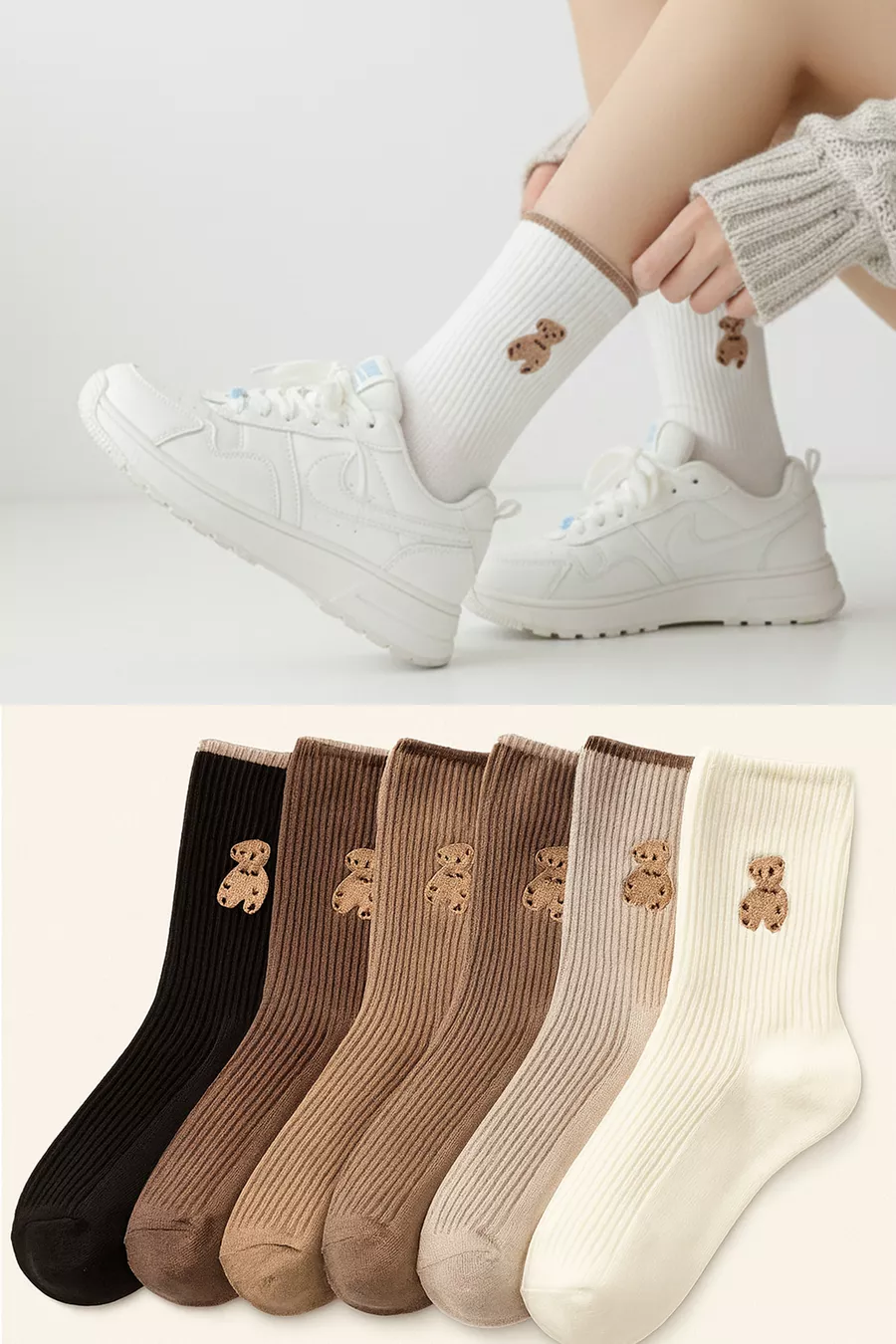 6 Paires de Chaussettes pour Femmes à Motif Teddy
