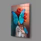 Peinture sur verre Femme Papillon