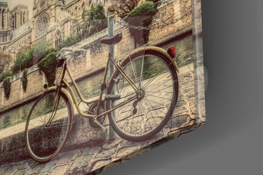 Peinture sur Verre de Vélo et de Ville