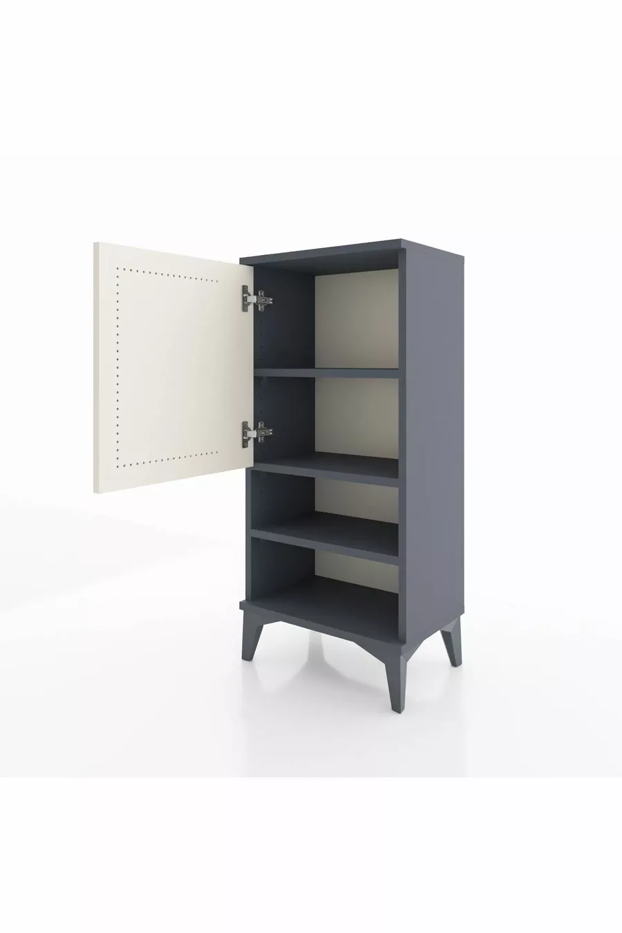 Table de chevet Arges avec 3 étagères et 1 porte, anthracite-pierre de lune