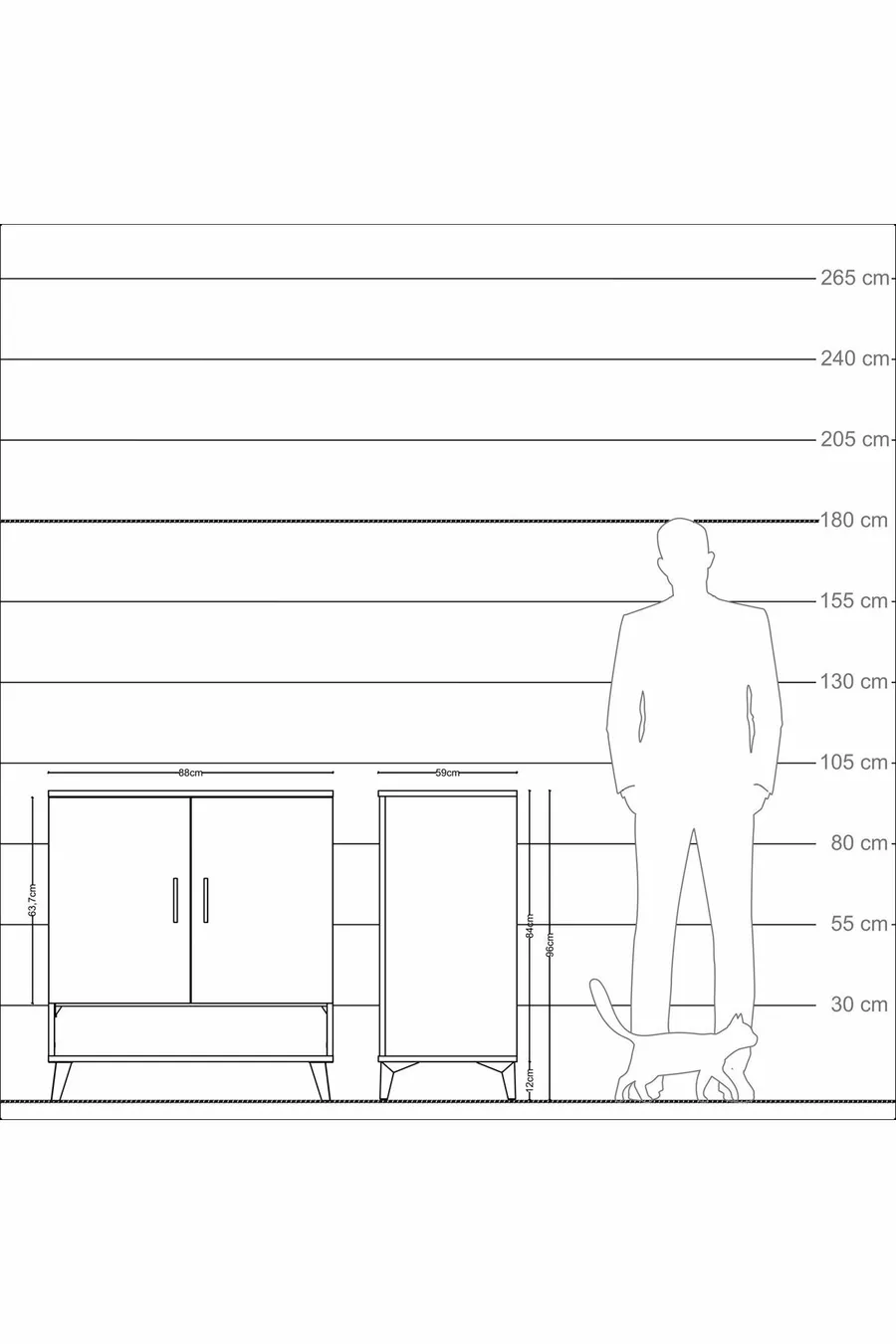 Kronos Dressoir 3 Planken 2 Deuren Antraciet-Groen