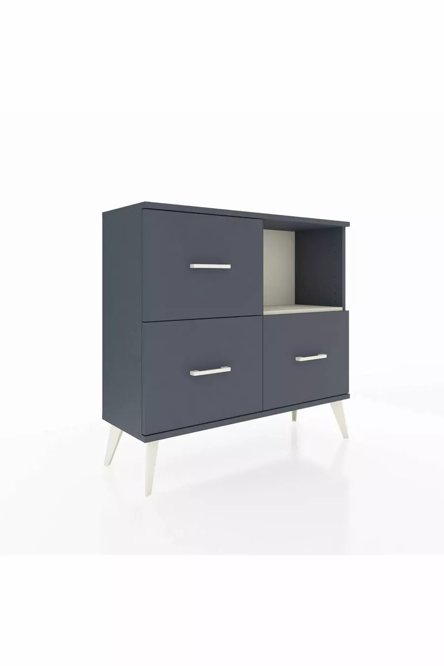 Commode Arges à une étagère et 3 tiroirs Anthracite-Sable/Anthracite