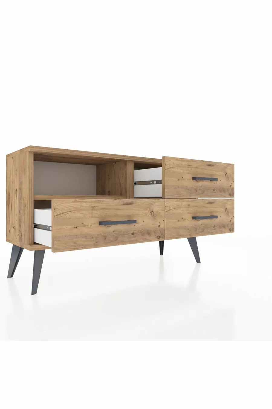 Commode Arges à un seul étagère et 3 tiroirs en pin