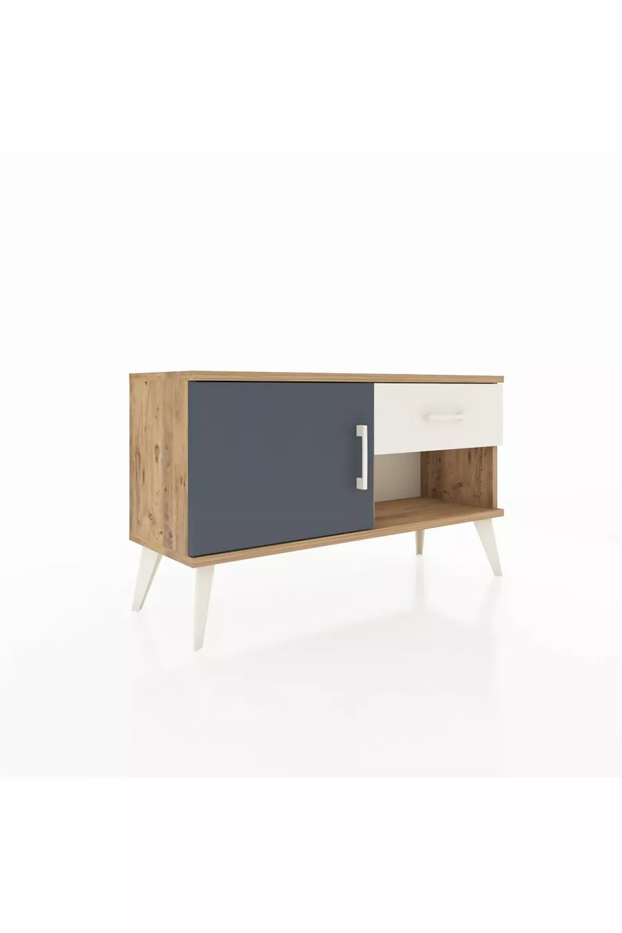 Commode Arges avec une étagère, un tiroir et une porte, pin-anthracite/pierre de lave