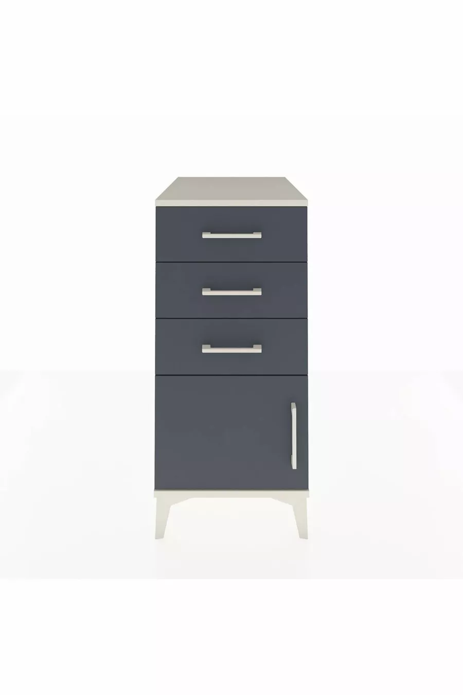 Kronos Table de Chevet 3 Tiroirs avec 1 Porte Mésolithique-Anthracite