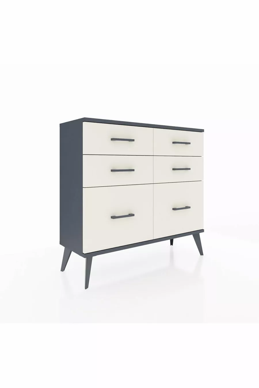 Commode Arges 6 tiroirs Anthracite-Anthracite/Gris quartz