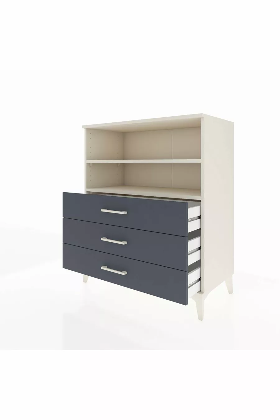 Commode Hyperion 2 étagères 3 tiroirs Pierre de lune-Anthracite
