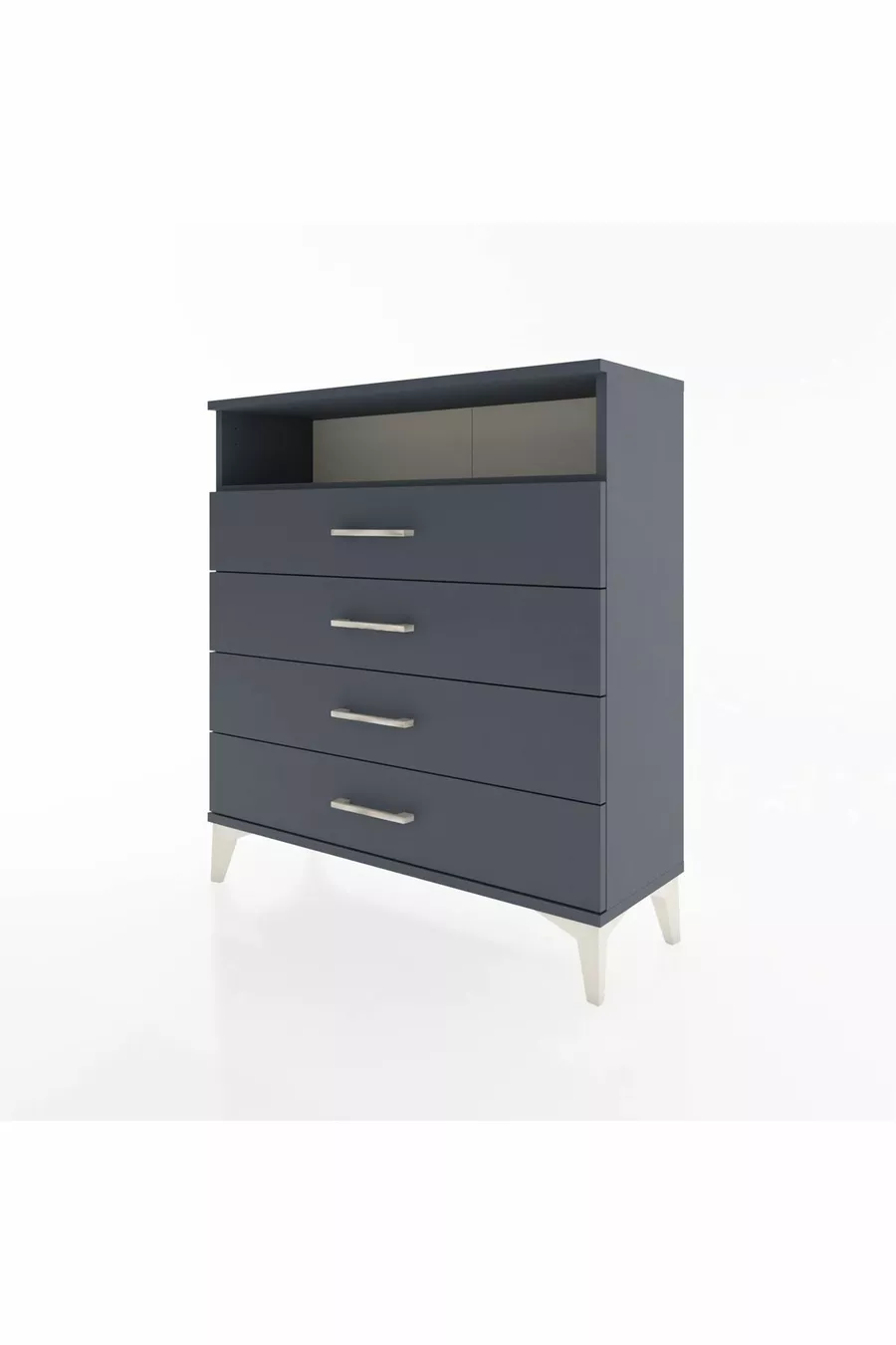Comò Arges con Singolo Ripiano e 4 Cassetti Antracite-Antracite