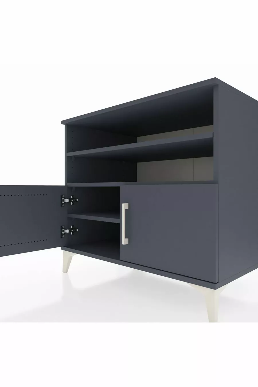 Commode Kronos 3 étagères 2 portes Anthracite-Anthracite