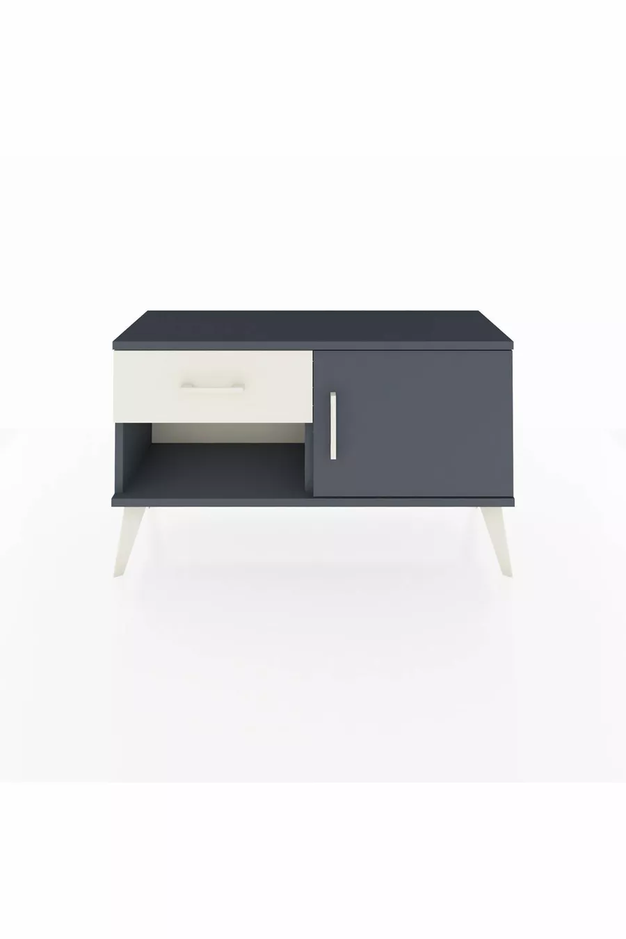 Comò Arges con un solo ripiano, un cassetto e una porta, Antracite-Antracite/Pietra di luna