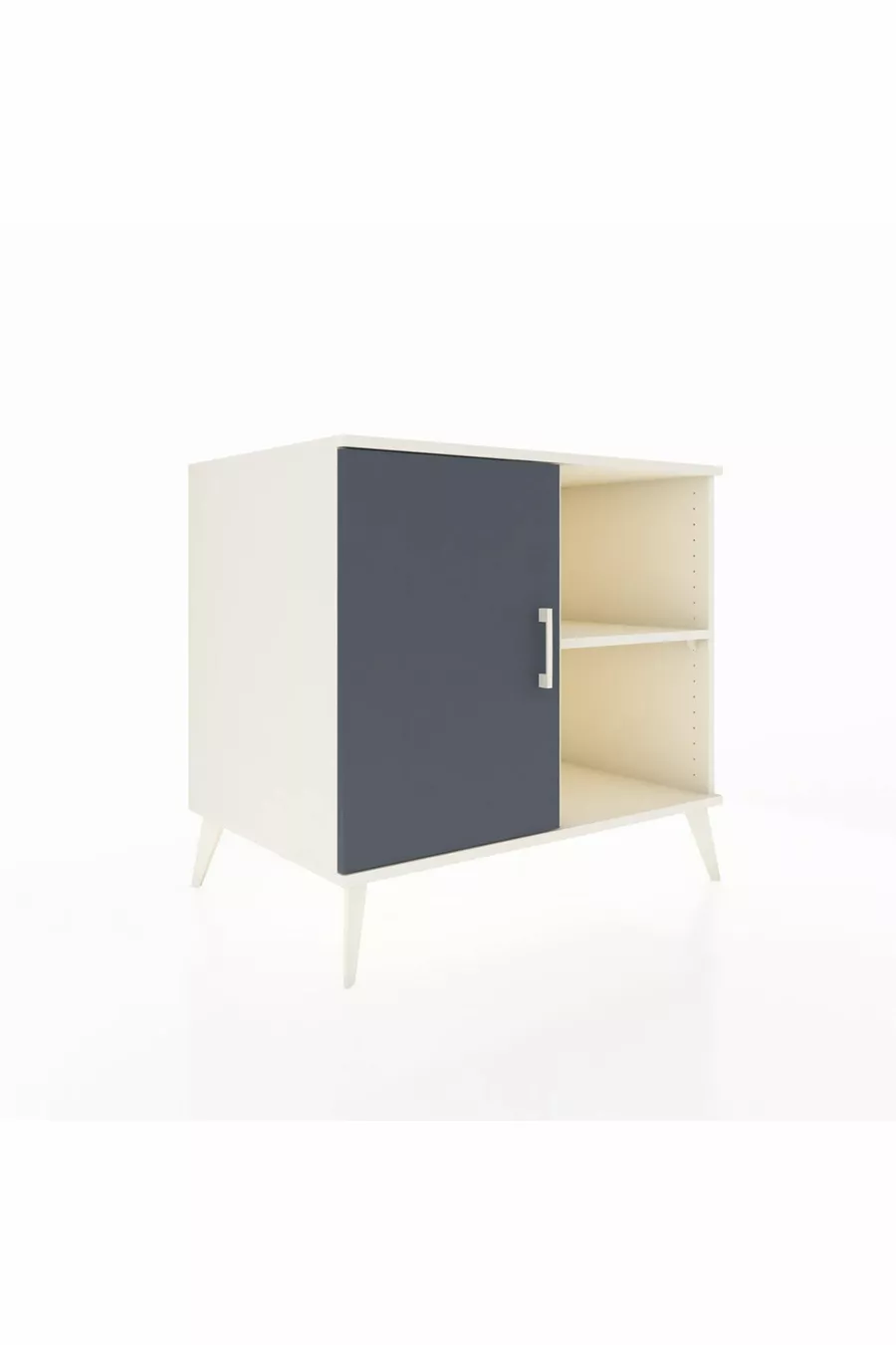 Commode Kronos à 2 étagères avec une porte, Pierre de Lune-Anthracite/Pierre de Lune