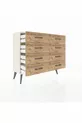 Commode Arges 8 tiroirs Pierre d'Agate/Pin