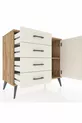 Commode Hyperion à une étagère, 4 tiroirs et une porte, pin et pierre de lune