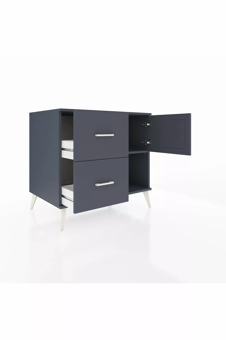 Commode Kronos à une étagère, 2 tiroirs et une porte, Anthracite-Anthracite