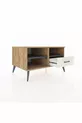 Commode Kronos à 2 étagères et 1 tiroir, en pin-anthracite/gris pierre