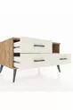 Commode Kronos à une étagère et trois tiroirs Pin-Pin/Marbre blanc