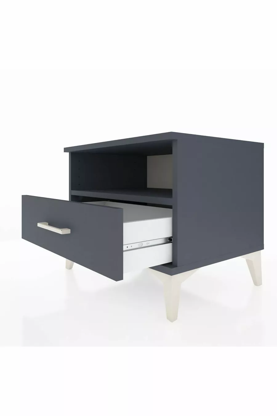 Hyperion Nightstand Single Shelf Single Drawer Anthracite-Anthracite
