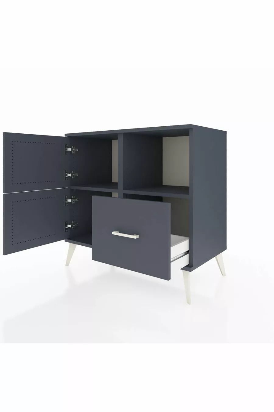 Commode Hyperion 2 étagères 1 tiroir 2 portes Anthracite-Anthracite