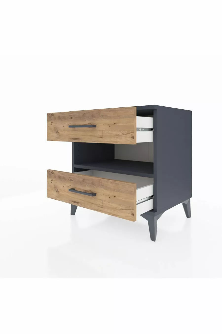Hyperion Kommode mit einem Regal und 2 Schubladen Anthrazit-Kiefer
