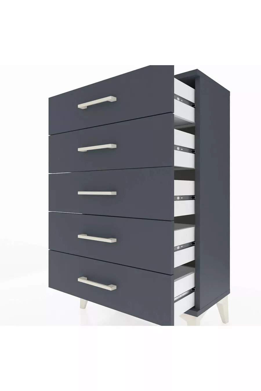 Commode Silva 5 tiroirs Anthracite | Élégante et Fonctionnelle