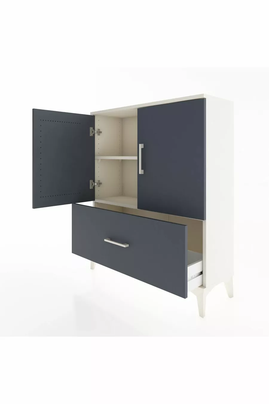 Commode Arges 2 étagères 1 tiroir 2 portes Pierre de lune-Anthracite