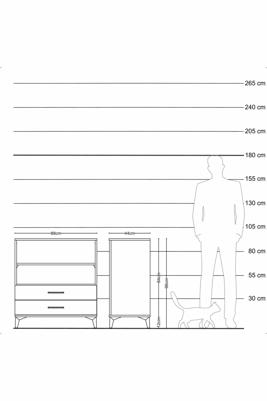 Hyperion Dressoir 2 Planken 2 Laden Antraciet-Leisteen