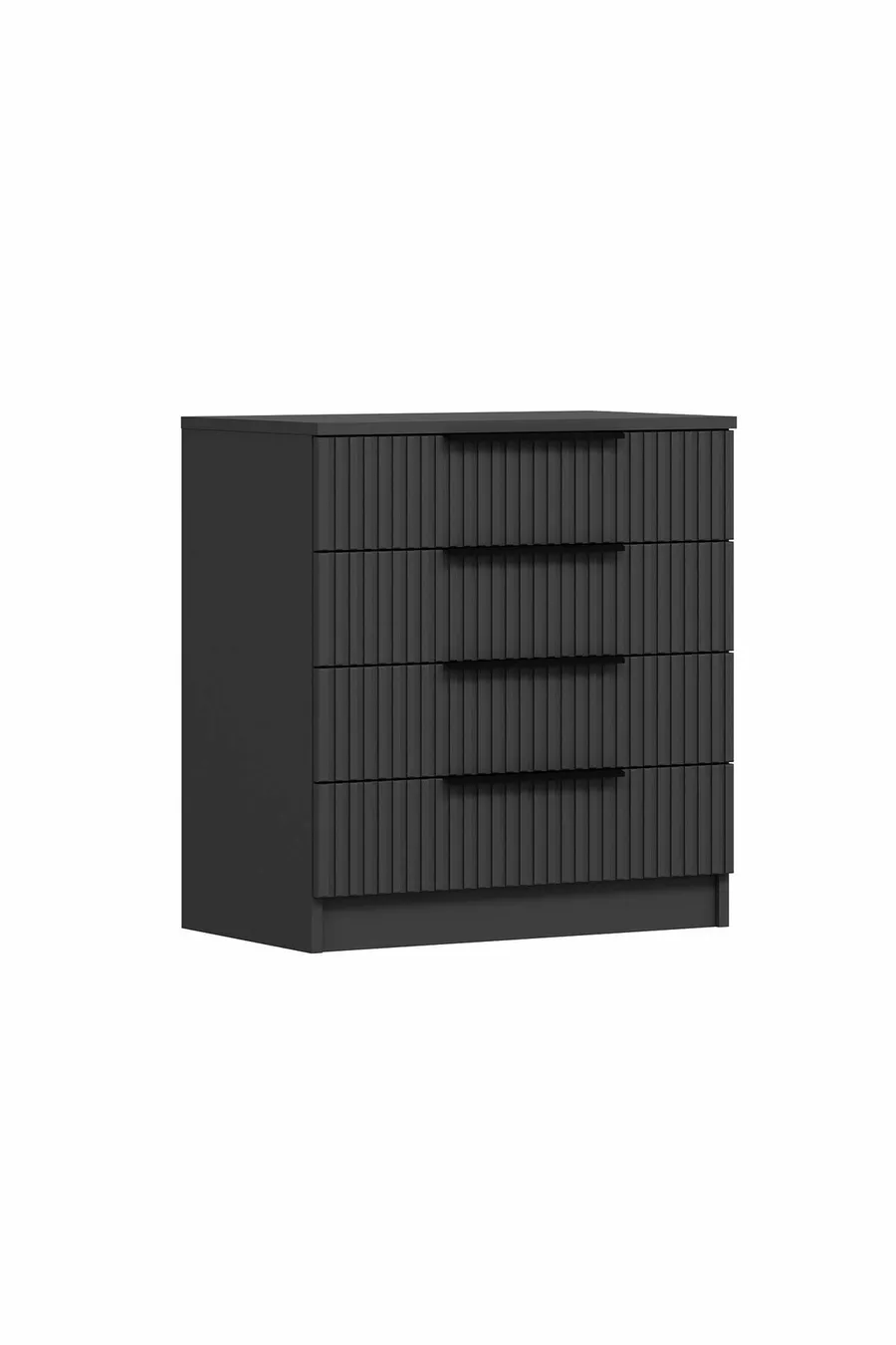 -chiffonnier Kale 4 tiroirs - Anthracite avec motifs rayés en membrane