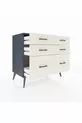 Commode Hyperion 6 tiroirs Anthracite-Anthracite/Pierre de lune