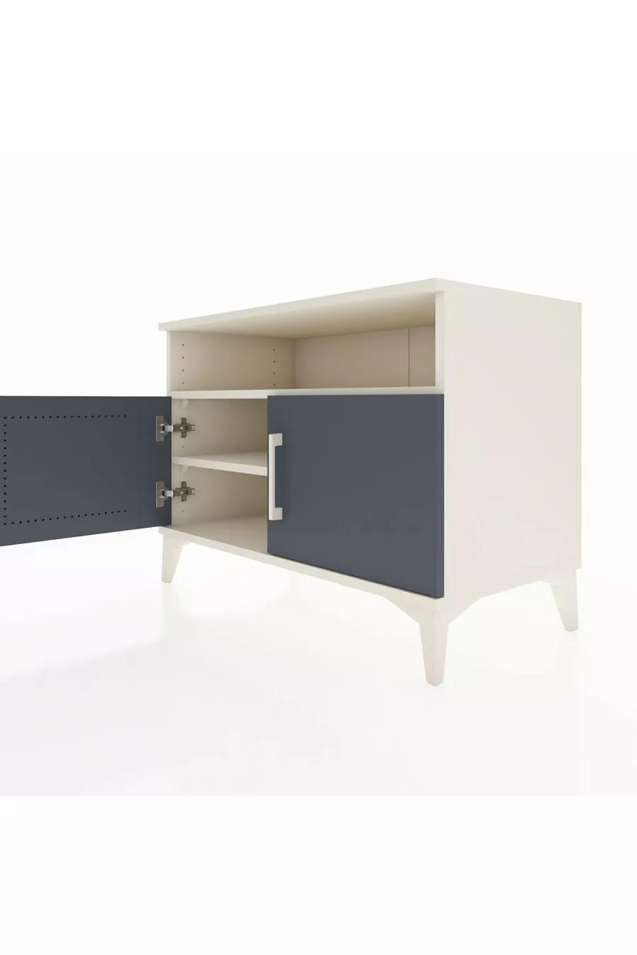 Commode Hyperion 2 étagères 2 portes Pierre de lune-Anthracite