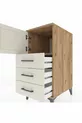 Table de chevet Kronos avec une étagère, 3 tiroirs et une porte, pin-gris