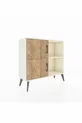 Commode Arges à 2 étagères et 2 portes, couleur Pierre de Lune-Pin/Pierre de Lune